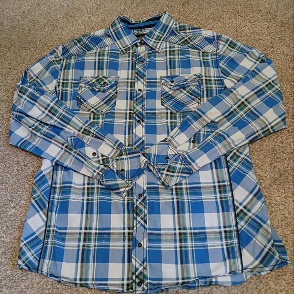 Buckle Black Athletic Fit Western Style Snap Button Down Shirt Men's Size XL - Picture 1 of 5
